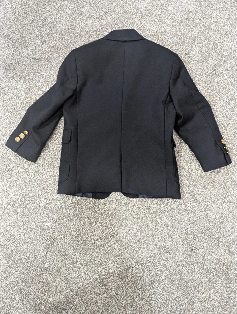 Nordstrom Suit Jacket Blazer Boys 5 Navy Gold Button Wool Blend Classic Preppy